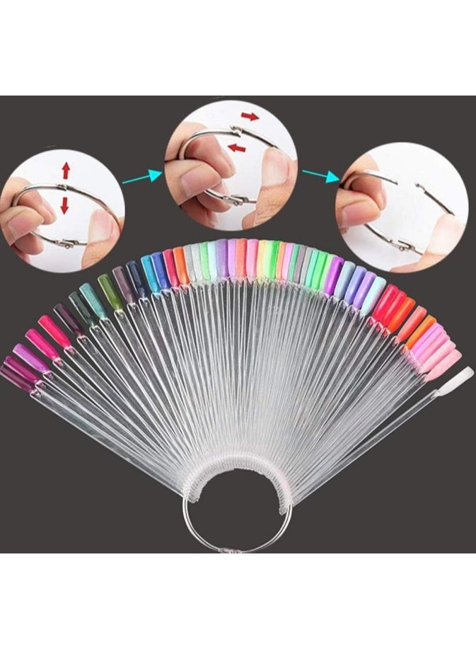 150 قطعة من أطراف طلاء الأظافر الشفافة على شكل مروحة، لوحة عرض، أعواد تدريب (شفافة) - Image 3